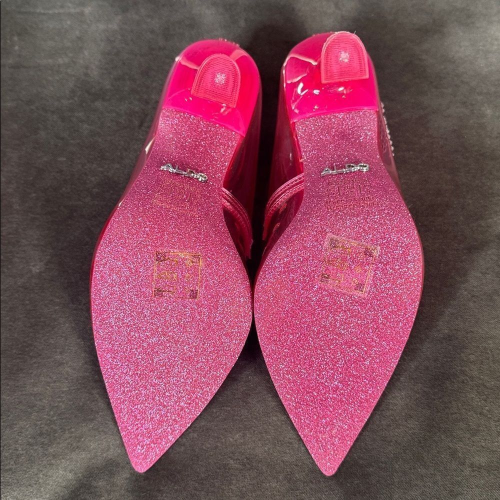Barbie x ALDO Barbiestessy Collection Pink Translucent Pointed Toe Pumps 7.5 NEW - Picture 7 of 14